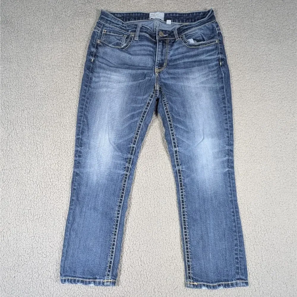BKE Payton Jeans Womens 29 Blue Stretch Denim Crop Capri Jeans - Picture 1 of 9